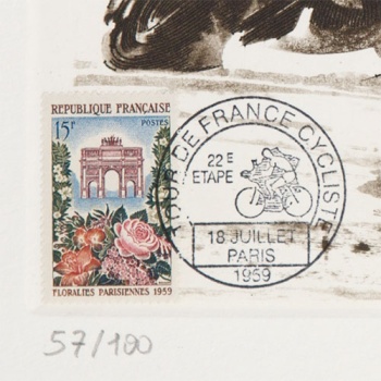 Zegelstempel gravure Tour de France Salvador Dali