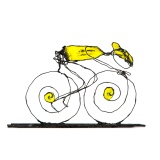 Draadfiguur wielrenner van Lidy Ponte - geel